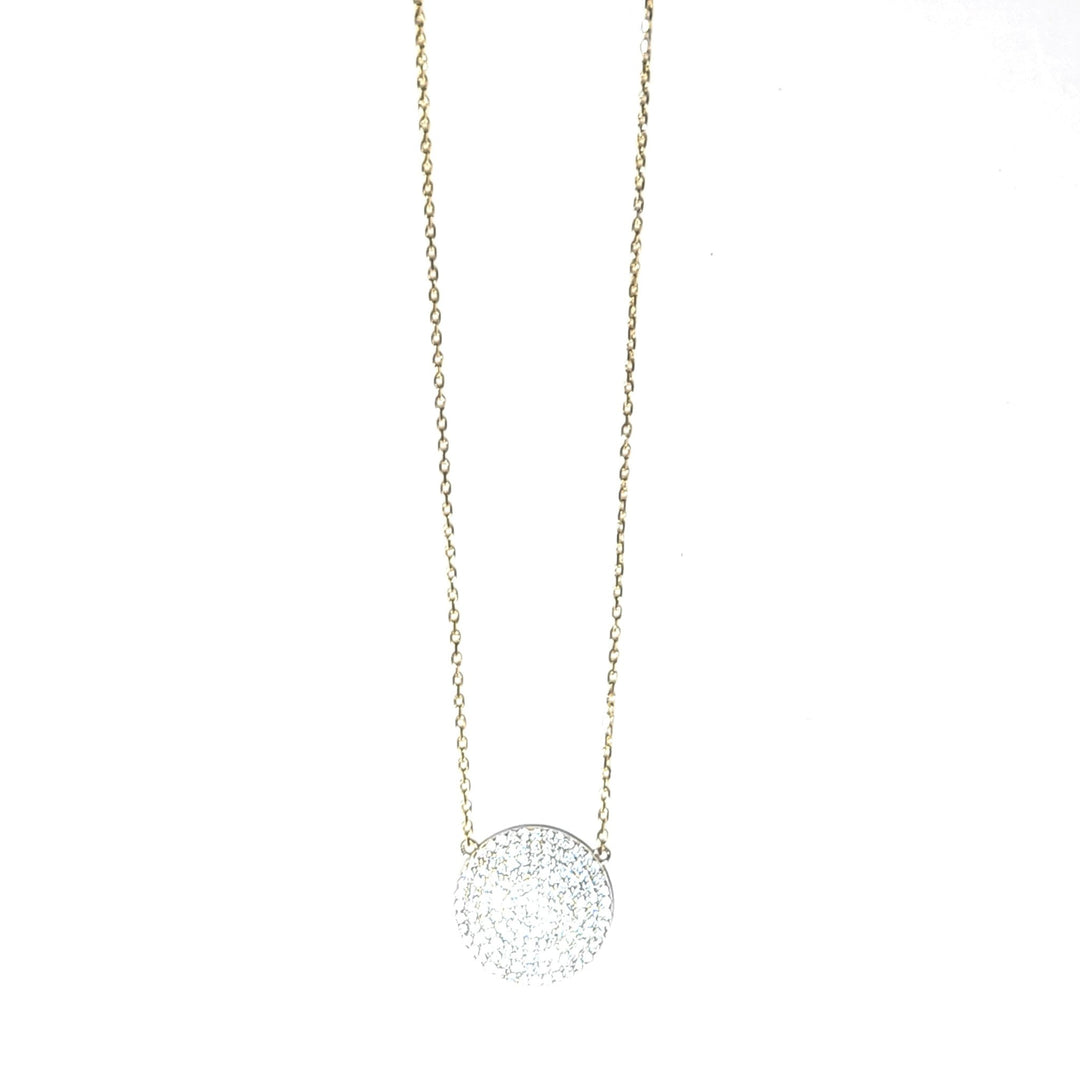 pavee disc necklace gold
