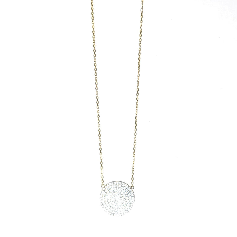 pavee disc necklace gold