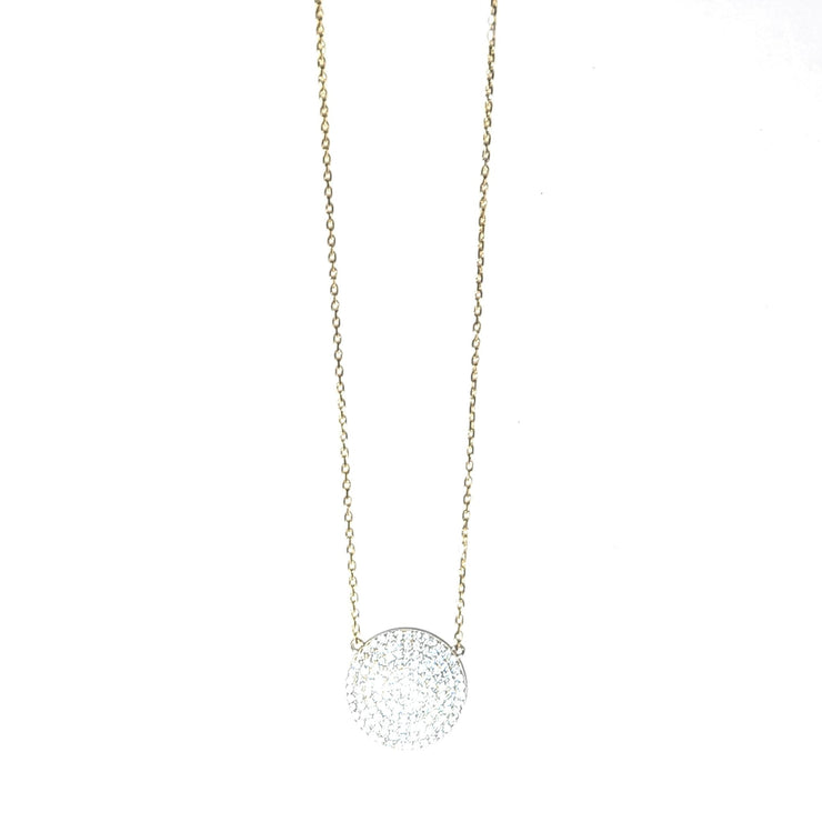 pavee disc necklace gold