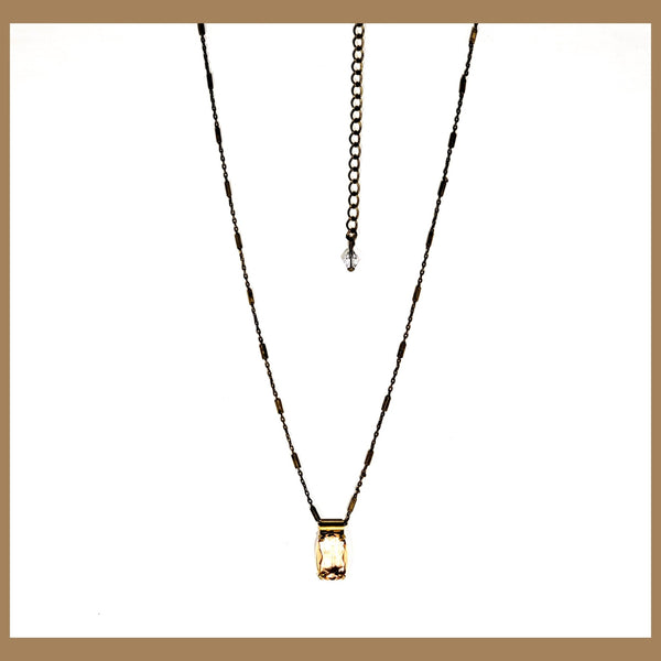Peach Crystal Pendant Necklace - Leila Jewels