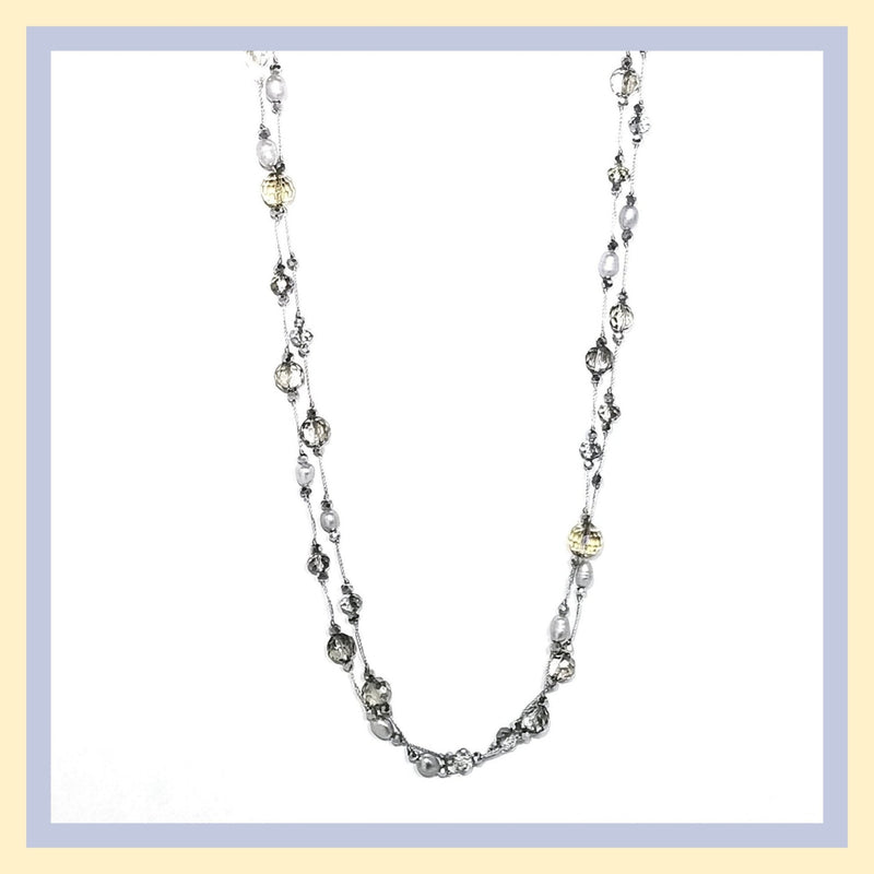 Pearl and Crystals Necklace - Leila Jewels