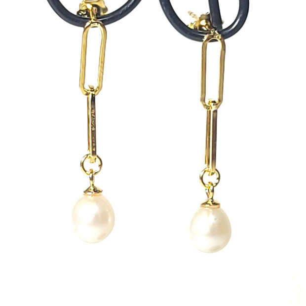 pearl paperclip earrings gold
