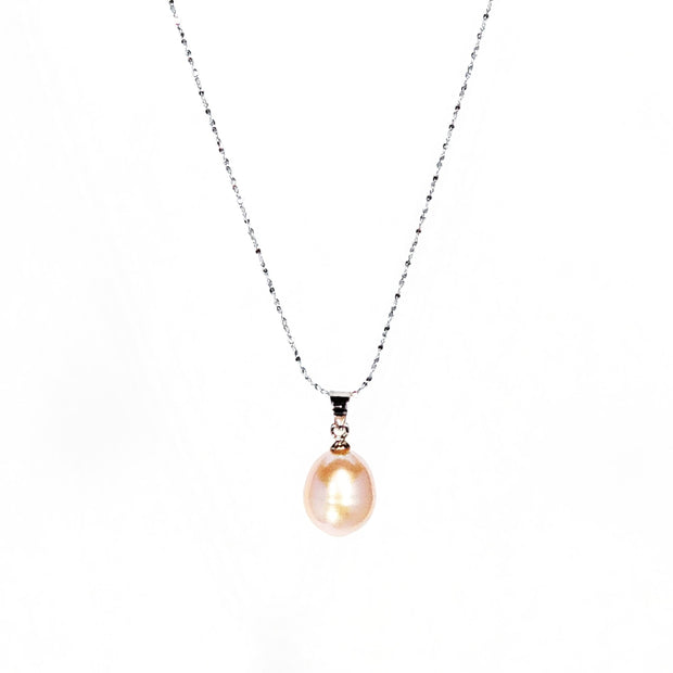 pearl teardrop necklace pink