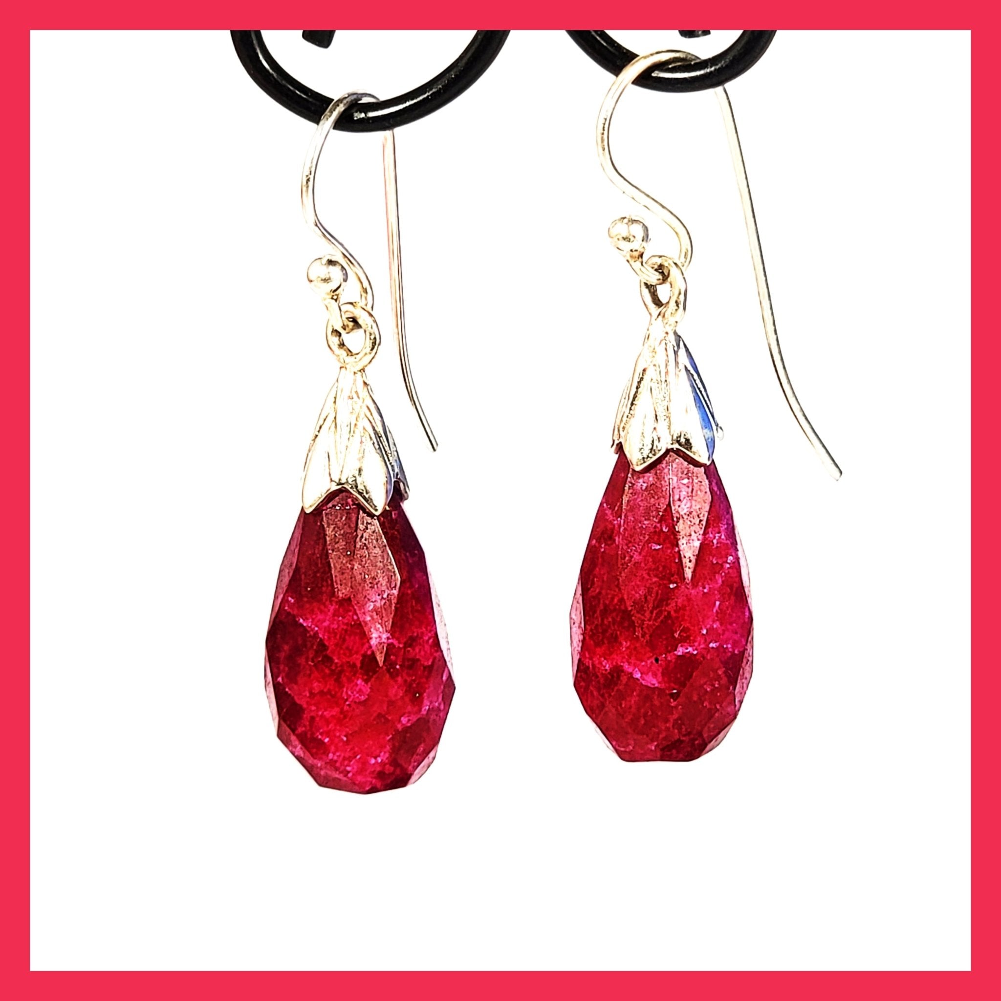 ruby drop earrings