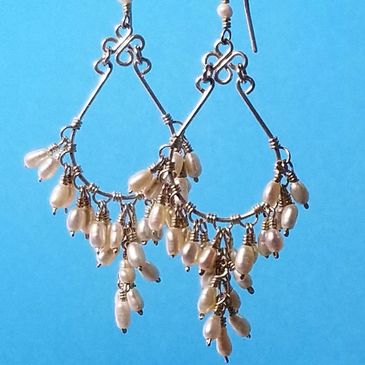 seed pearl chandelier earrings