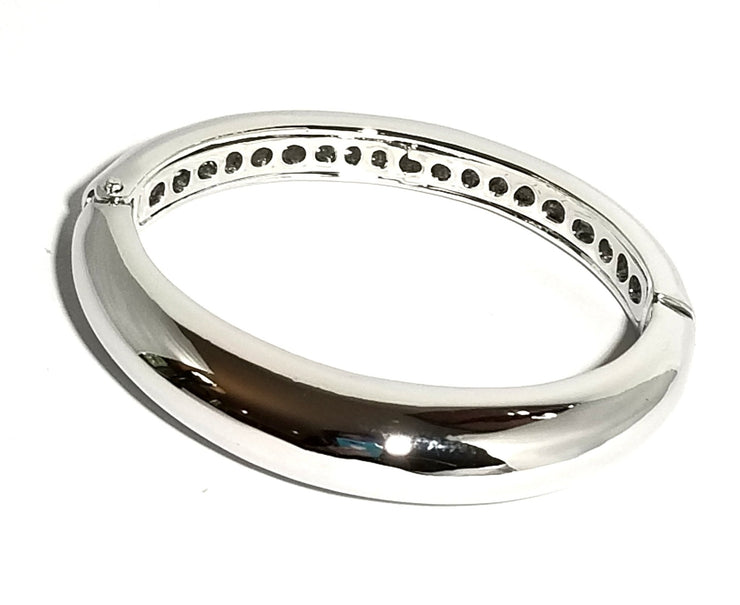 shiny oval bangle silver