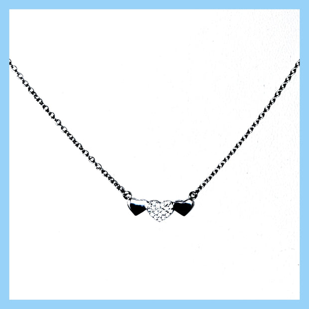 sterling pave tri-heart necklace