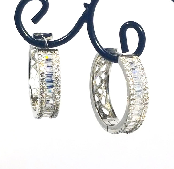 sterling silver and cz hoops