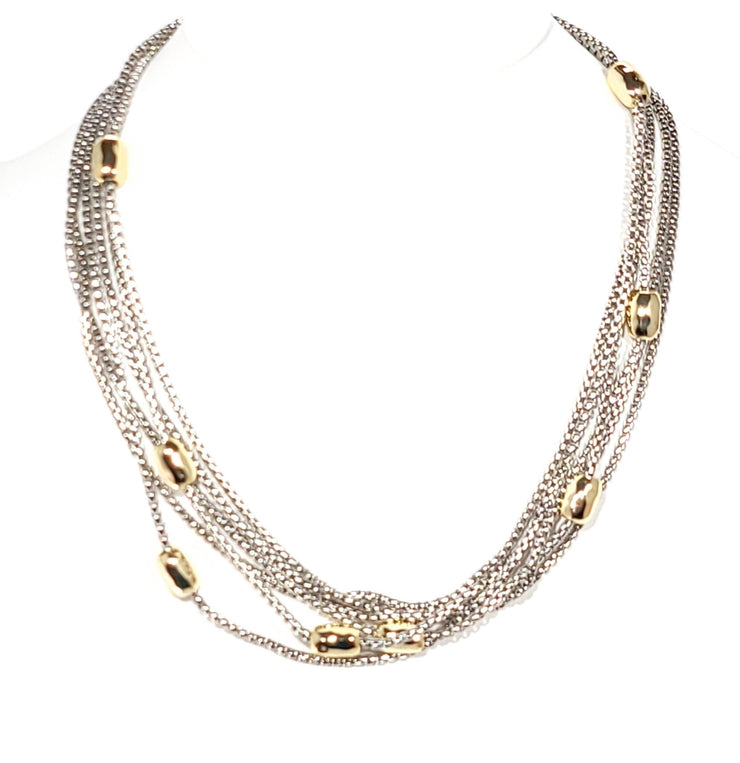 triple strand mix metal necklace