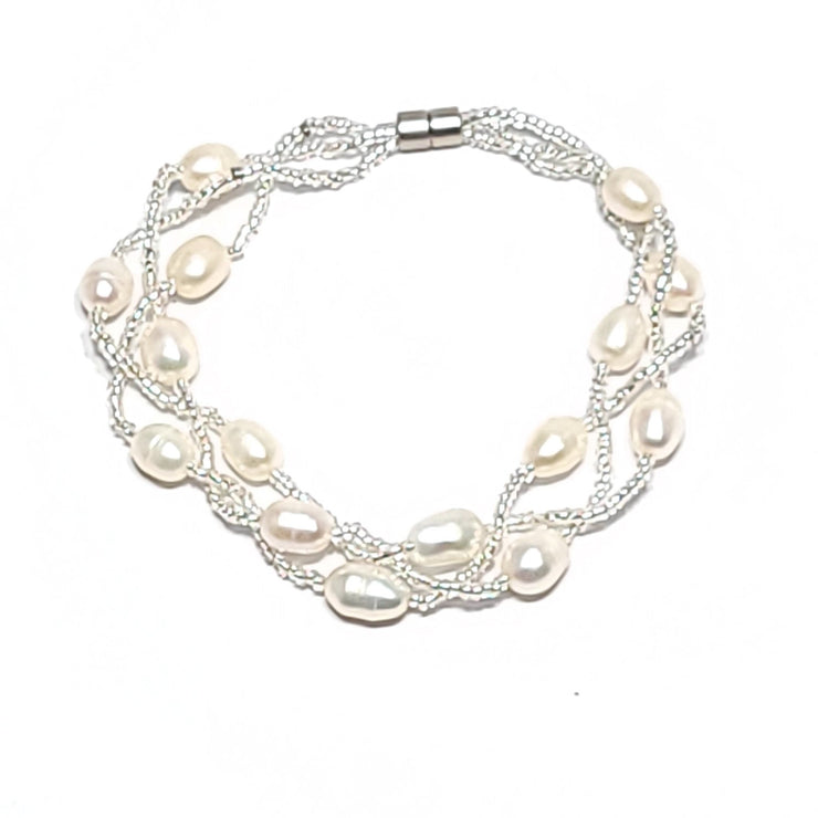 woven pearl bracelet white