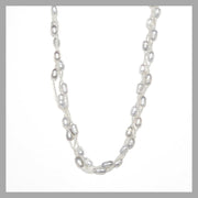 woven pearl necklace silver gray